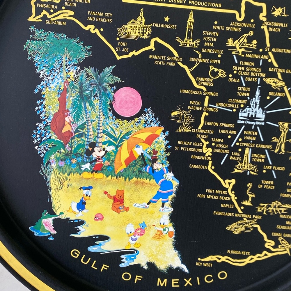 Vintage Walt Disney World Florida Souvenir Metal Tray - Gulf of Mexico - Picture 2 of 6